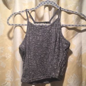 Gray knit crop top